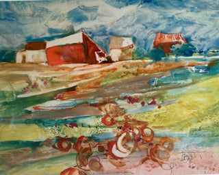 Print by Local Artist Jane Carter - Red Barn.