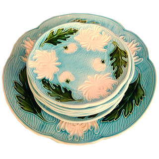 Majolica Turn of the Century German plates set of 8 - Chestnut Lane Antiques & Interiors - 1