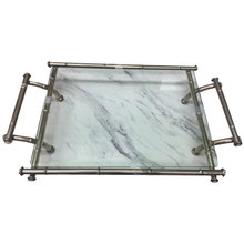 Load image into Gallery viewer, Metal Faux Bamboo  and Glass Tray - Chestnut Lane Antiques &amp; Interiors - 1
