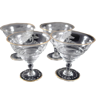 Antique Etched Crystal French Sherberts Set of 4 - Chestnut Lane Antiques & Interiors - 1