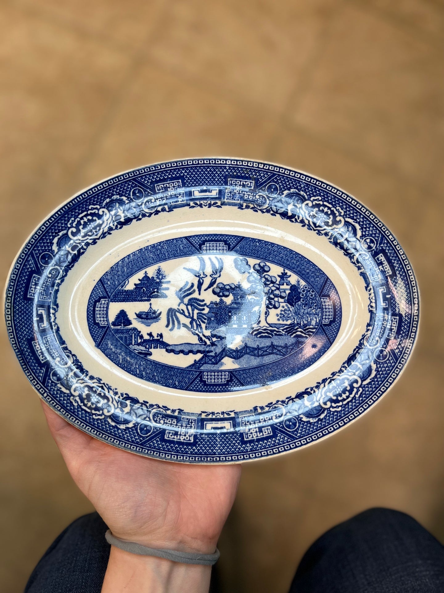 Vintage Blue Willow Serving Platter