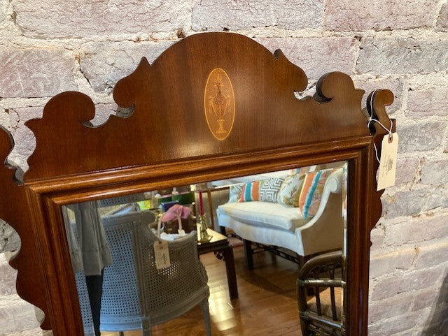 HEKMAN Crotch Mahogany Chippendale Beveled Wall Mirror -  Portugal