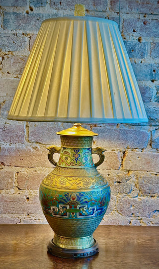 Antique Champleve' Lamp