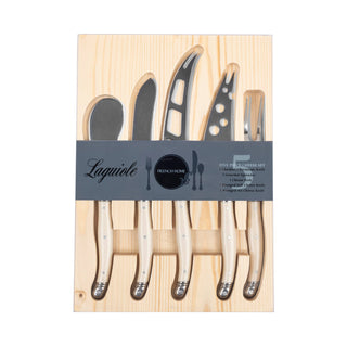 Laguiole 5-Piece Artisan Tortoise Shell Cheese Knife Set.
