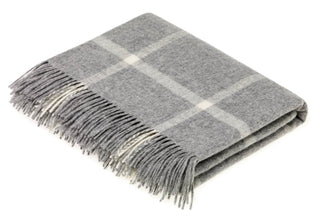 Merino Lambswool Windowpane Beige Throw Blanket