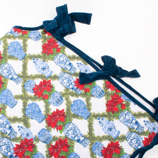 Ginger Jar Toile Quilted Velvet-Trim Tree Skirt.