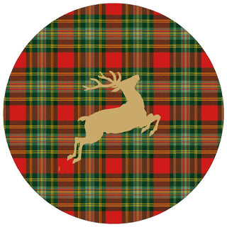 Caspari Reindeer Red Tartan Paper Placemats