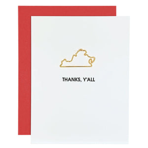 Letterpress Thank You Greeting Card - Virginia Paper Clip "Thanks Y'all)