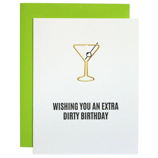 Extra Dirty Birthday Paper Clip Letterpress Greeting Card.