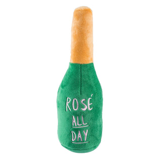 Woof Clicquot Rose' Champagne Bottle Squeaker Dog Toy.