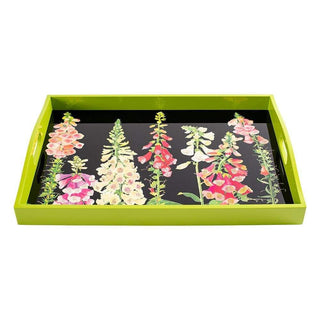 Caspari Lacquer Large Rectangle Tray - Foxglove
