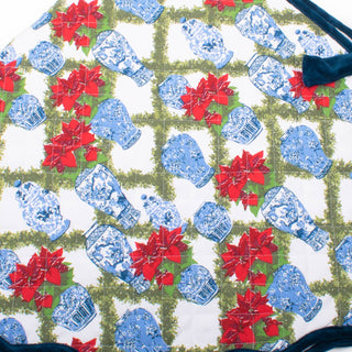 Ginger Jar Toile Quilted Velvet-Trim Tree Skirt.