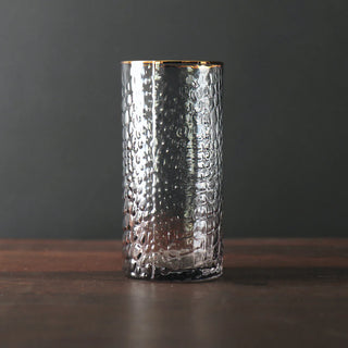 GLASS Croc Highball with Gold Rim Set of 4 (Smoke Grey)