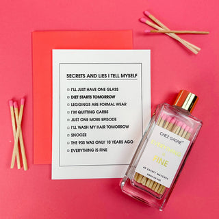 Secrets and Lies Checklist Letterpress Greeting Card.