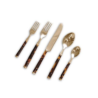 VIDA Tortoise and Stainless Flatware Set of 5