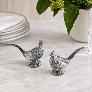 Pewter Pheasants Salt & Pepper Set.