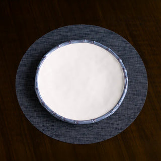 VIDA Bamboo 11" Dinner Plate Set of 4 (White and Blue)