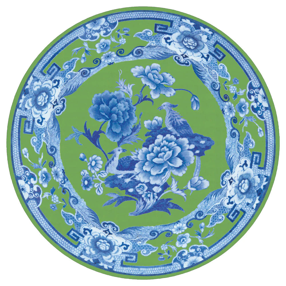 Caspari Die Cut Placemat - Green and Blue Plate