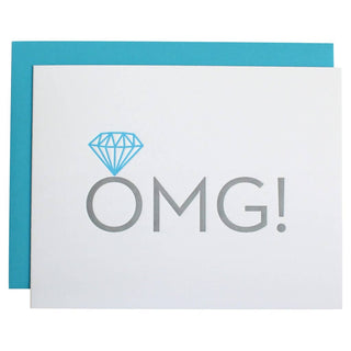 OMG! Engagement Ring Letterpress Greeting Card.