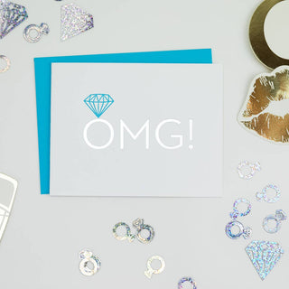 OMG! Engagement Ring Letterpress Greeting Card.