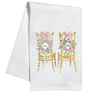 Handpainted Mr and Mrs Chairs Kitchen Towel.