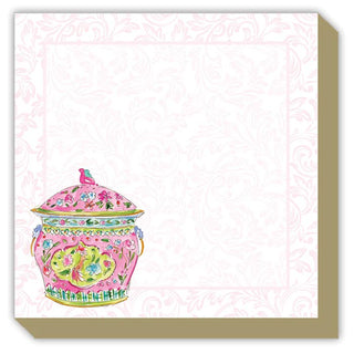 Handpainted Pink Chinoiserie Urn Luxe Notepad.
