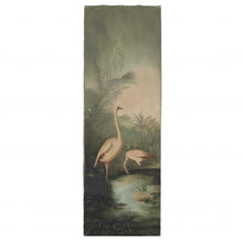 Load image into Gallery viewer, Antique Triptych of Flamingos In Tropical Landscape
