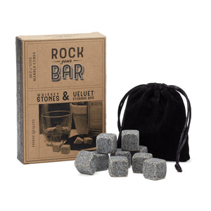 Whiskey Stones & Velvet Storage Bag