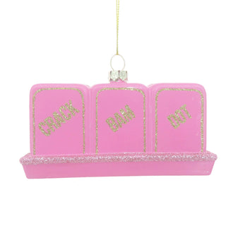 Mahjong Tile Hand-Painted Glass Christmas Ornament.