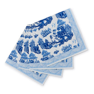 Two's Co. 3-ply Blue Willow Cocktail Napkins