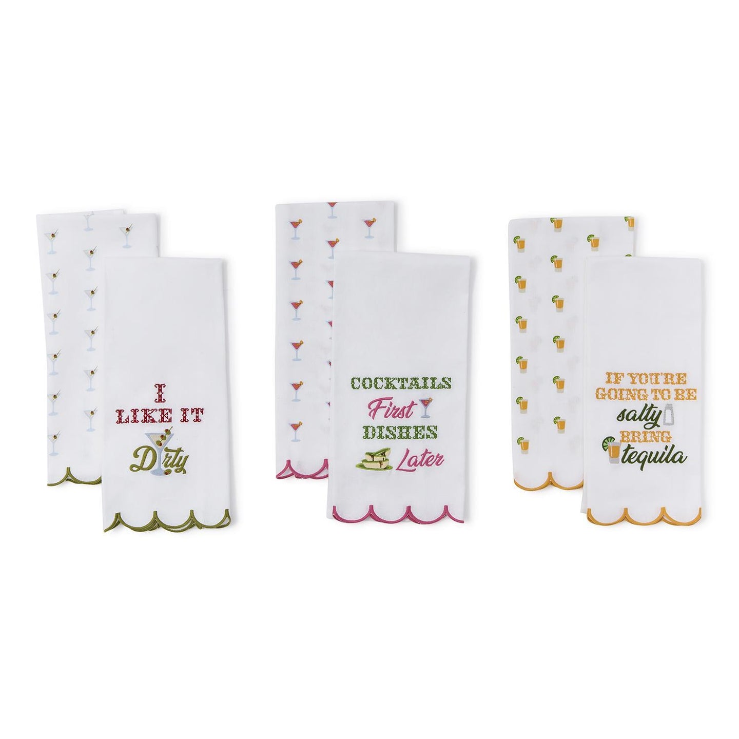 Twos Company Set of Two Drinking Kitchen Dish Towel Designed by Boyar Gifts NYC