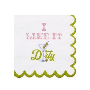 Two's Company 'I Like it Dirty' 3-Ply Paper Cocktail Napkin with Scalloped Edge