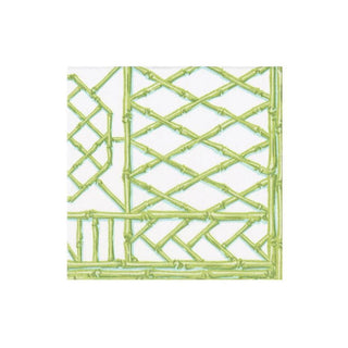 Bamboo Screen Moss Green Paper Linen Boxed Cocktail Napkins