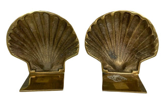 20th Century Brass Clam Shell Book Ends
