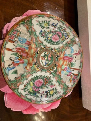Antique Chinese Export Porcelain Rose Medallion Plate