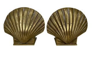 20th Century Brass Clam Shell Book Ends