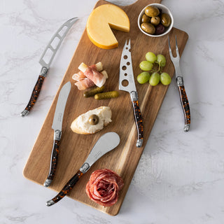 Laguiole 5-Piece Artisan Tortoise Shell Cheese Knife Set.