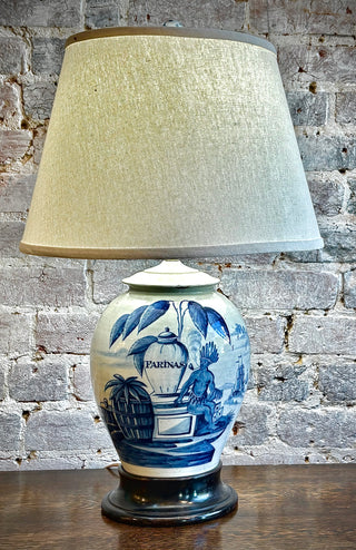 Antique Blue & White Tea Jar Lamp