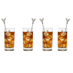 Set of 4 Silver Antler Drink Stirrers