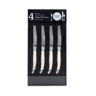 Laguiole Connoisseur 4-Piece Tortoise Steak Knife Set.