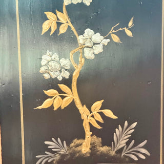 20th Century Vintage Black Chinoiserie Secretary