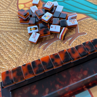 Tortoise Shell Mahjong Rack & Pusher Set – Mahjong Accessory.