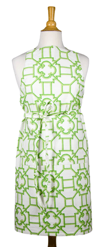 Caspari Garden Trellis Green Fabric Apron