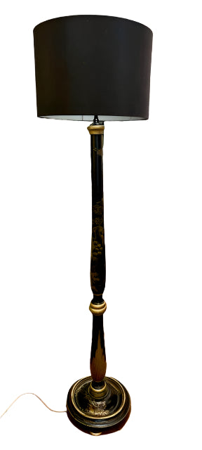 Black Chinoiserie 1920's Floor Lamp