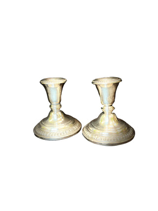 Pair of Frank Whiting Sterling Candlesticks with Glass Compotes