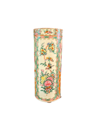 Vintage Rose Medallion Cylinder Vase