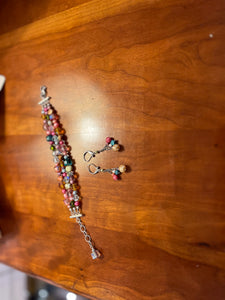 Vintage Emily Ray Sterling and Swarovski Multi Strand Bracelet and Earring Set