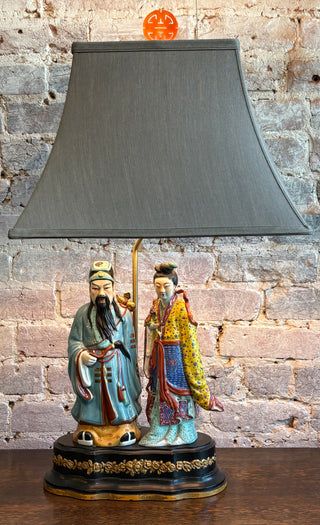 Chinoiserie Emperor and Empress Lamp