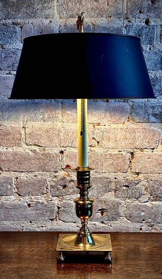 Vintage Brass Lamp With Black Metal Shade