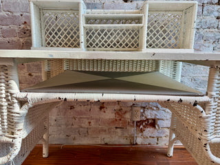 Antique White Wicker Writing Desk
